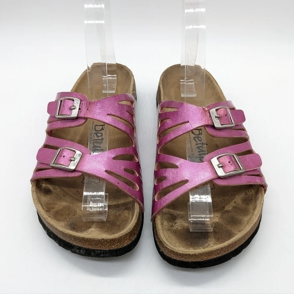 Betula by Birkenstock pink strappy leather slip on 36 5/5.5